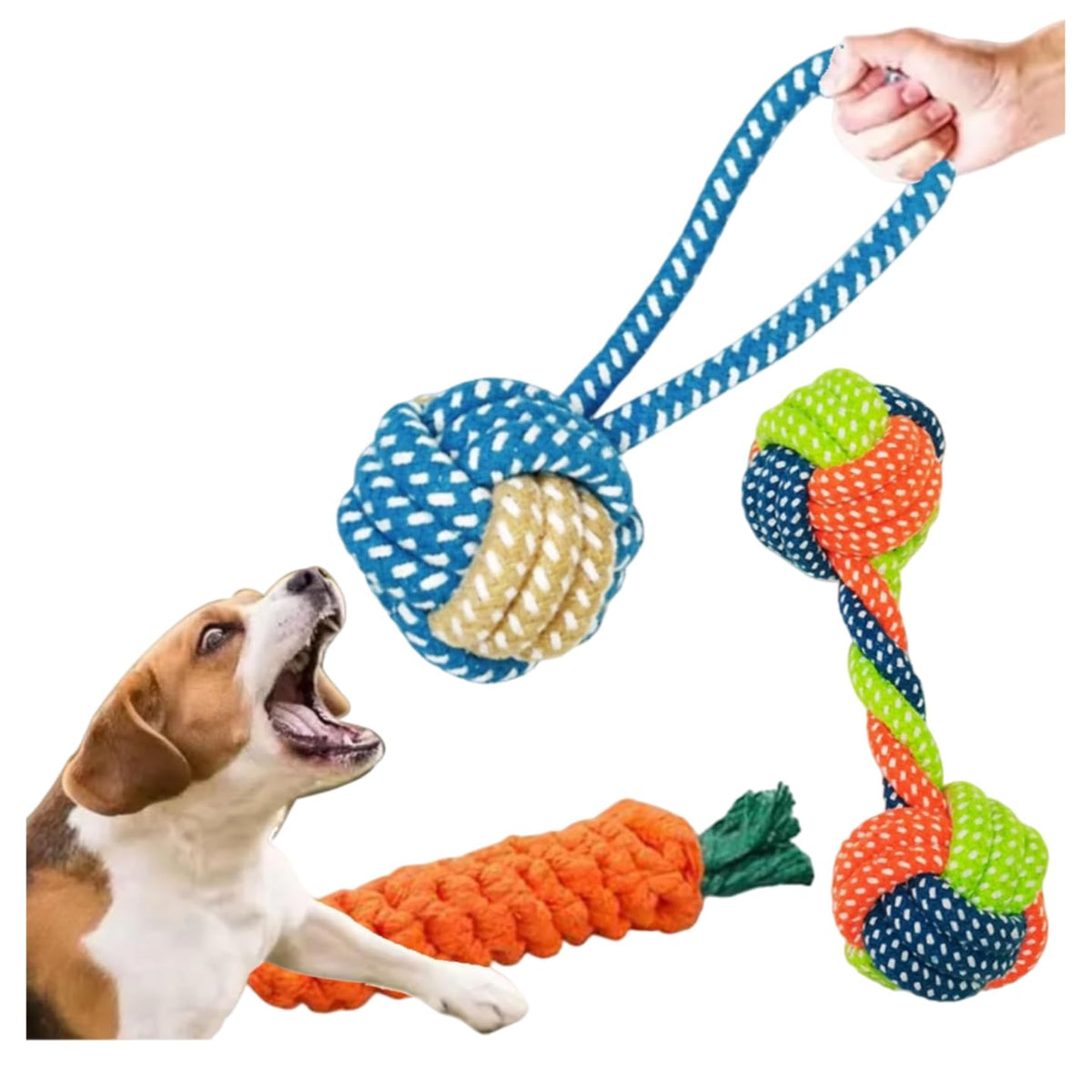 3 Pack Puppy Rope Toys – Cotton & Polyester Dog Chew Toys for Small & Medium Dogs – Teething, Tug, Fetch & Teeth Cleaning – Keeps Playful Dogs Busy