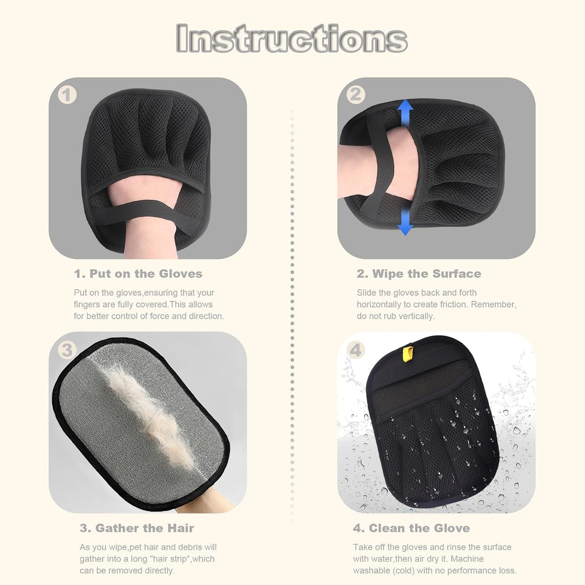 Cat Grooming Gloves for Shedding, Pet Hair Removal Mitt
