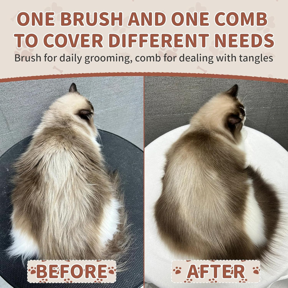 Natural Boar Bristle Cat Brush, Soft Pet Grooming Brush with Wooden Handle for Reduce Shedding, Pet Hair Brush for Dogs & Cats