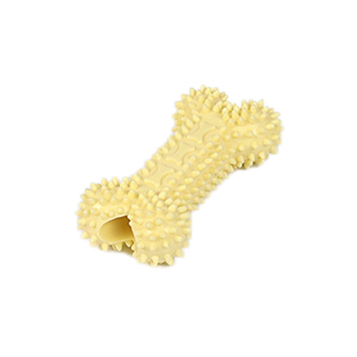 Pet Toys with Bone Shapes, Grinding Teeth Sticks, Cat and Dog Supplies, Stress Relieving Toys (Yellow)
