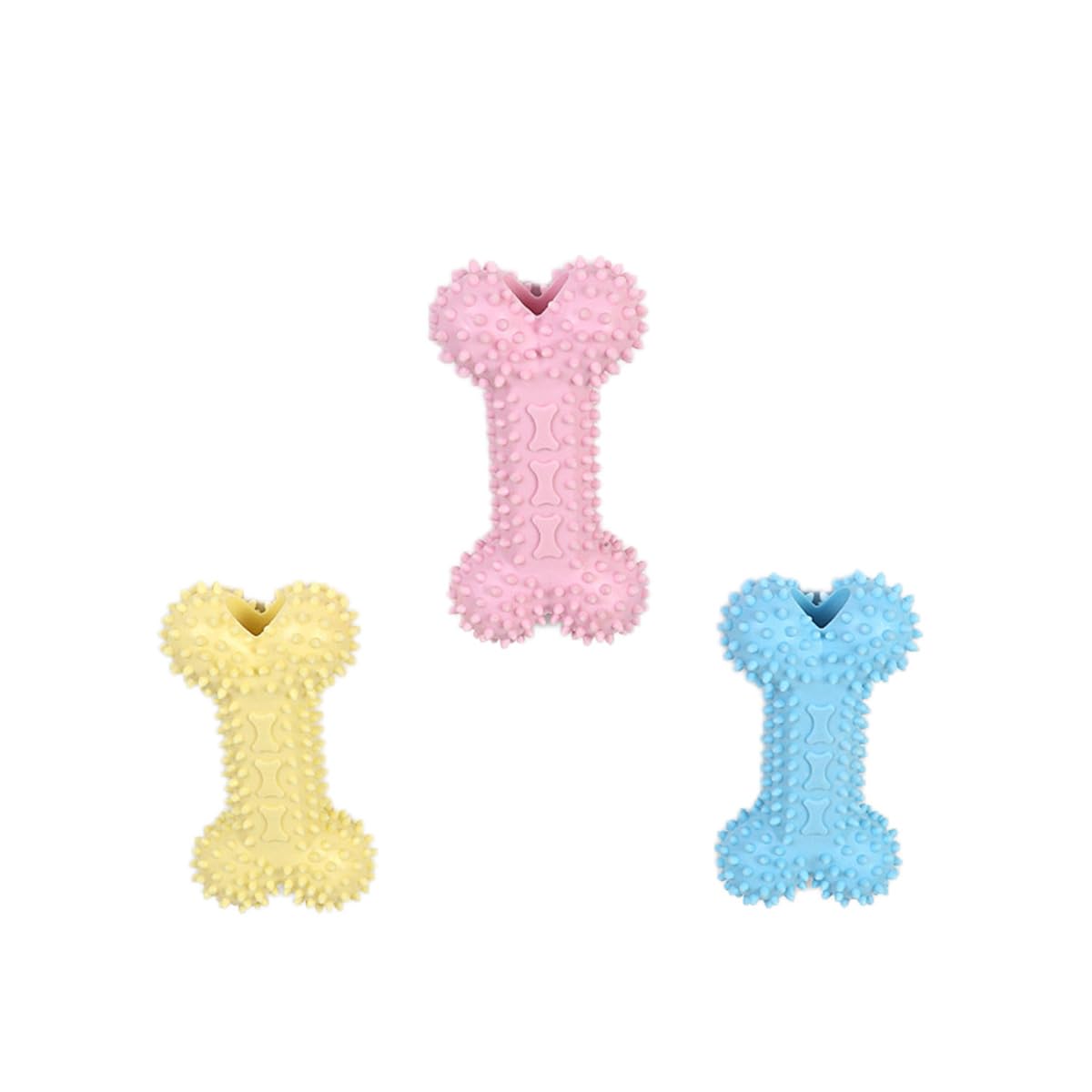 Pet Toys with Bone Shapes, Grinding Teeth Sticks, Cat and Dog Supplies, Stress Relieving Toys (Yellow)