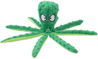 Plush Octopus Dog Toy, Stuffing-Free Squeaky Crinkle Pet Toy with 8 Rattle Legs, Double-Layer Durable Fabric for Small, Medium & Large Dogs (Green)