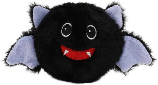 Patchwork Pet Pricklet Black Bat Halloween Dog Toy, 4-Inch Squeaky Toy with Rubber Ball Core