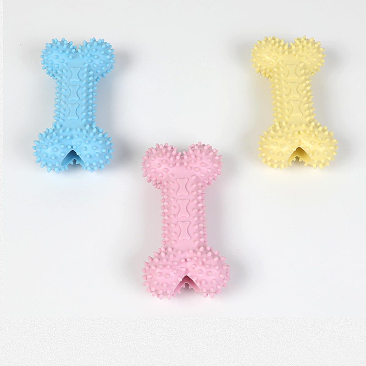 Pet Toys with Bone Shapes, Grinding Teeth Sticks, Cat and Dog Supplies, Stress Relieving Toys (Yellow)