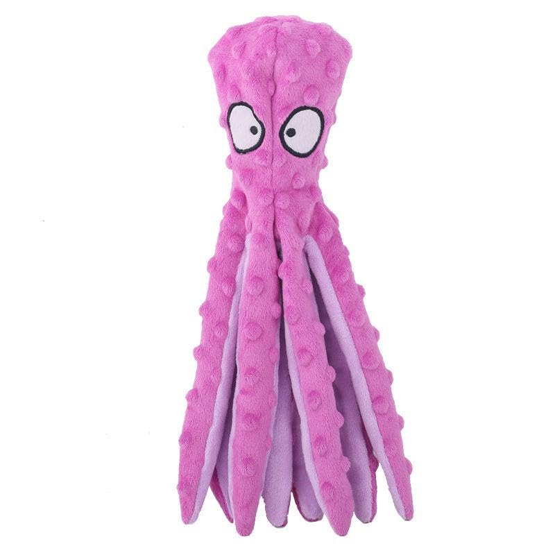Plush Octopus Dog Toy, Stuffing-Free Squeaky Crinkle Pet Toy with 8 Rattle Legs, Double-Layer Durable Fabric for Small, Medium & Large Dogs (Green)
