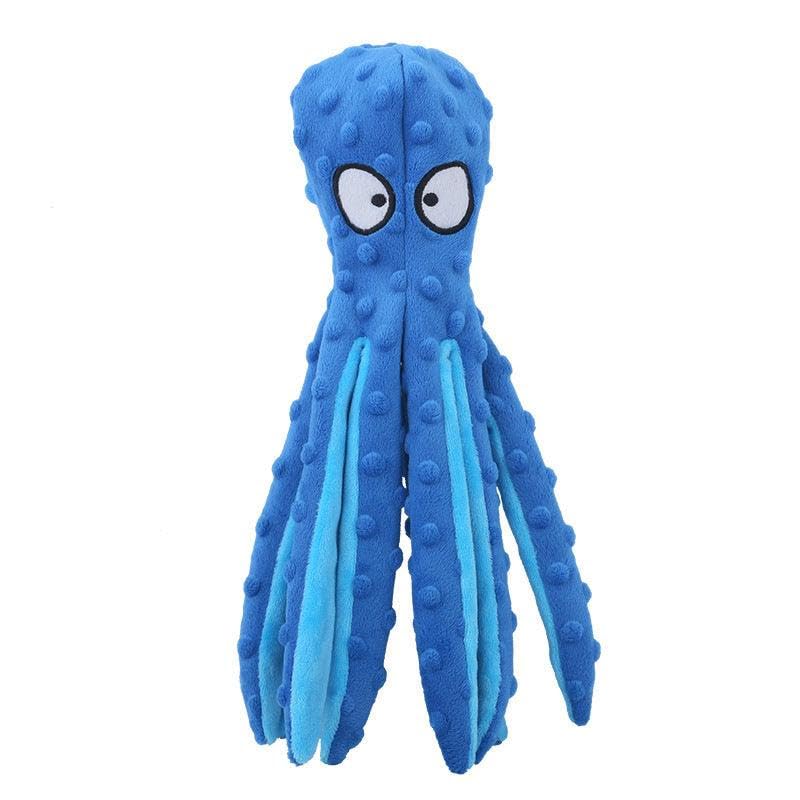 Plush Octopus Dog Toy, Stuffing-Free Squeaky Crinkle Pet Toy with 8 Rattle Legs, Double-Layer Durable Fabric for Small, Medium & Large Dogs (Green)