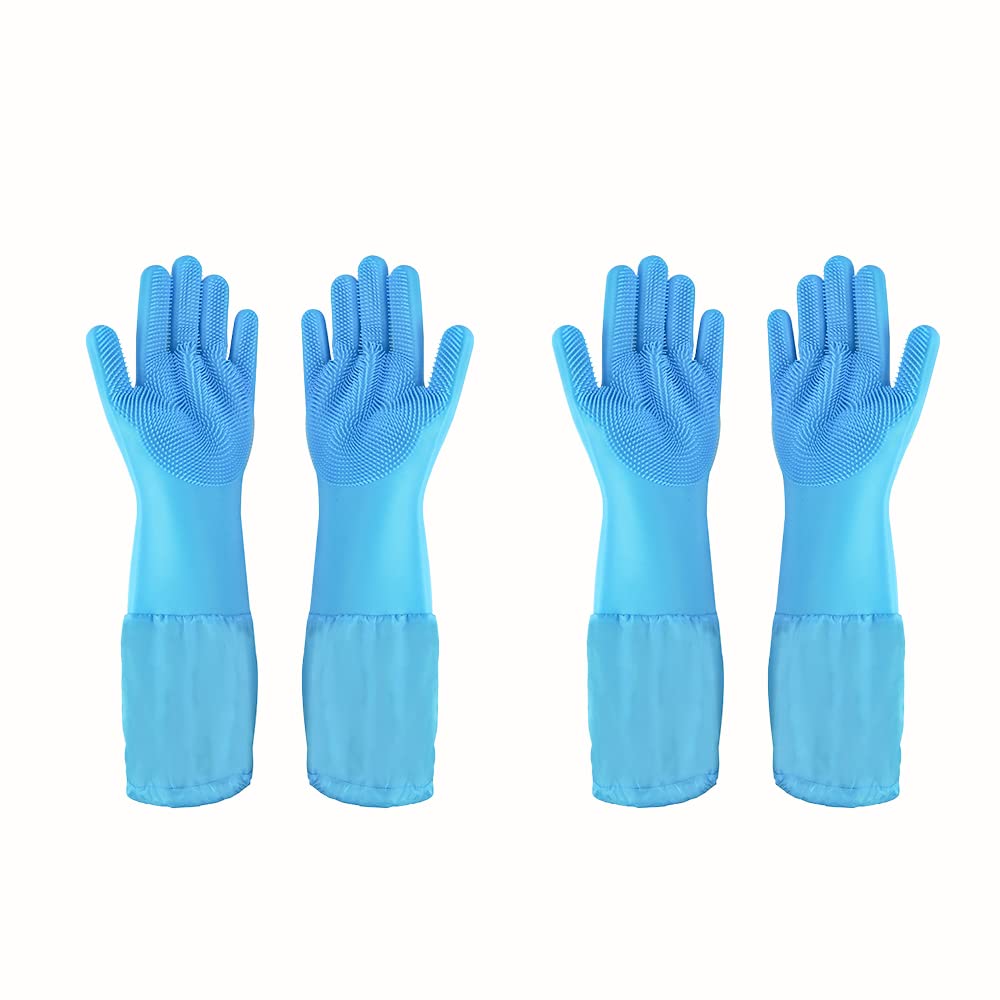 Pet Grooming Gloves Pet Hair Remover Cat, Dog Washing Gloves Silicone Heat Resistant Cleaning Gloves with High-Density Teeth Grooming Gloves for Dogs, Cats, Horses, Rabbits (1 Pair - Gray)