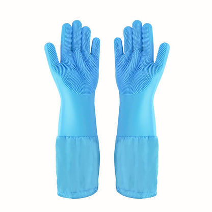Pet Grooming Gloves Pet Hair Remover Cat, Dog Washing Gloves Silicone Heat Resistant Cleaning Gloves with High-Density Teeth Grooming Gloves for Dogs, Cats, Horses, Rabbits (1 Pair - Gray)