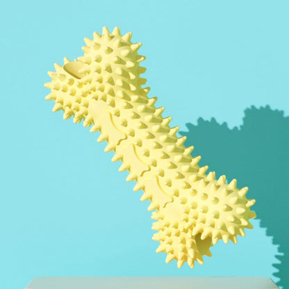 Pet Toys with Bone Shapes, Grinding Teeth Sticks, Cat and Dog Supplies, Stress Relieving Toys (Yellow)