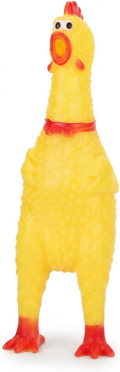 Keep Your Dog Entertained with This Squeaky Rubber Chicken Toy, Durable Solid Rubber Fetch and Tug Plaything, Yellow (1 Count)