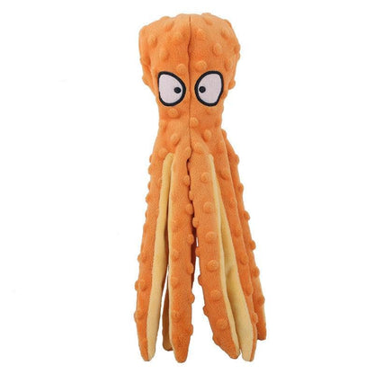 Plush Octopus Dog Toy, Stuffing-Free Squeaky Crinkle Pet Toy with 8 Rattle Legs, Double-Layer Durable Fabric for Small, Medium & Large Dogs (Blue)