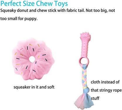 Volacopets Large Goose Puppy Toys, Dog chew Toys Squeaky Crinkle Duck for Small Medium Dog Breeds, Puppy Toys for Small Dogs, Puppy chew Teething Toys, Pink, 4 Pack