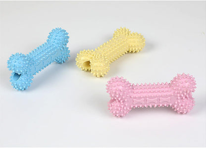 Pet Toys with Bone Shapes, Grinding Teeth Sticks, Cat and Dog Supplies, Stress Relieving Toys (Yellow)