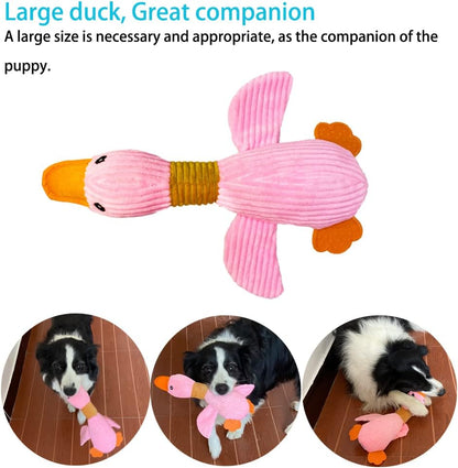 Volacopets Large Goose Puppy Toys, Dog chew Toys Squeaky Crinkle Duck for Small Medium Dog Breeds, Puppy Toys for Small Dogs, Puppy chew Teething Toys, Pink, 4 Pack