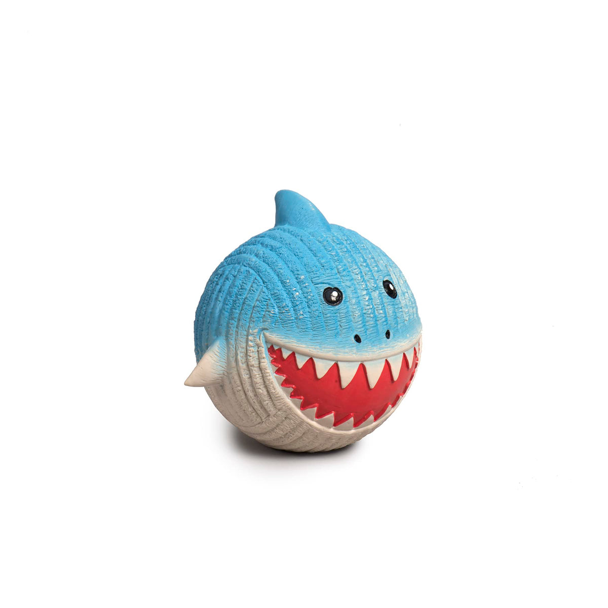 HuggleHounds Ruff-Tex Latex Ball Dog Toy - Dog Toys Rubber, Puppy Toys, Puppy Essentials, Heavy Duty Squeaky Ball for Small, Medium & Large Dogs, All Breeds - Finn the Shark, Large