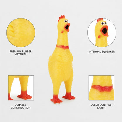 Keep Your Dog Entertained with This Squeaky Rubber Chicken Toy, Durable Solid Rubber Fetch and Tug Plaything, Yellow (1 Count)