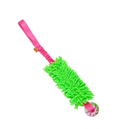 Dingo Dog tug Toy and TPR Rubber Ball Bungee Handle, Microfiber, red 20 in