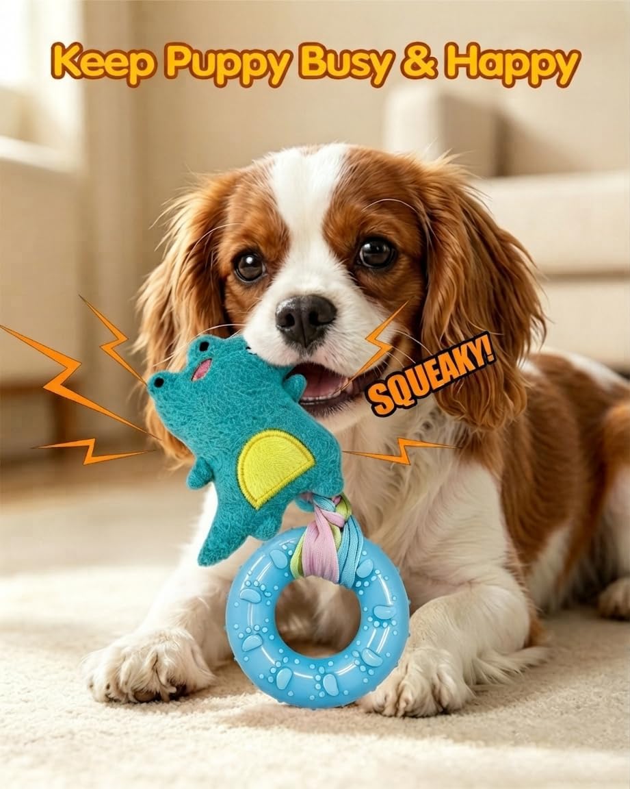 TOLOYE 5 Pack Squeaky Puppy Toys for Small Dogs, Soft Teething Plush TPR