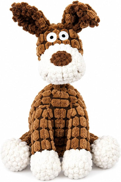 Interactive Plush Dog Chew Toy with Squeaky Rubber Ball, Cute Animal Printed Stuffed Pet Toy for Aggressive Chewers, Durable Eco-Friendly Puppy Teething Toy