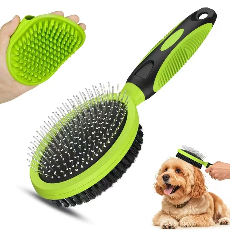 2PCS Pet Grooming Tools - Double-Sided Brush for Shedding and Bathing, Suitable for Short/Long Haired Dogs Cats and Horses, Deshedding Dog Brush, Mane & Tail Combs for Horses - Pet Supplies (Blue)