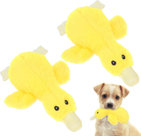 EXPAWLORER Plush Squeaky Duck Dog Toy - Soft Stuffed Small Dog Toys Cute Yellow Duck, Best Birthday Gift Interactive Filled Chew Toys for Puppy Small Medium Dogs Biting Training Teething, 2 Pack