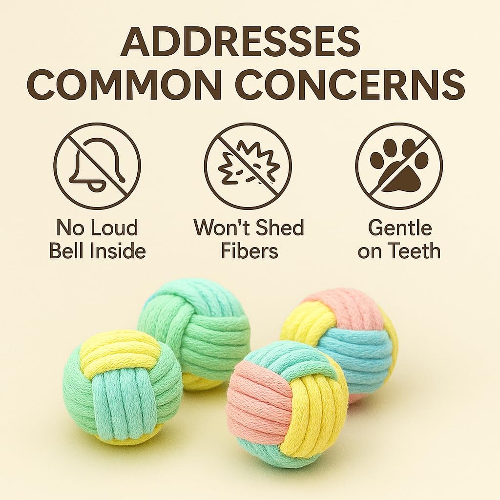 No Catnip Cat Toy Balls, 6 Pack Crinkle Chew Toys (Pastel)