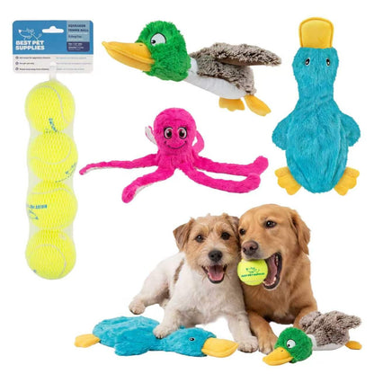 Best Pet Supplies Squeaky Dog Toys with Soft Durable Fabric for Small, Medium and Large Pets Interactive Toy for Indoor Play, Supports Active Biting and Play - Orange, Large