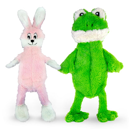 FGA MARKETPLACE Duck and Frog Flat NO Stuffing NO Squeak Plush Dog Toy, Funny Style Will Entertain Your Pet for Hours, Recommended for Small and Medium Dog 21 INCH Long