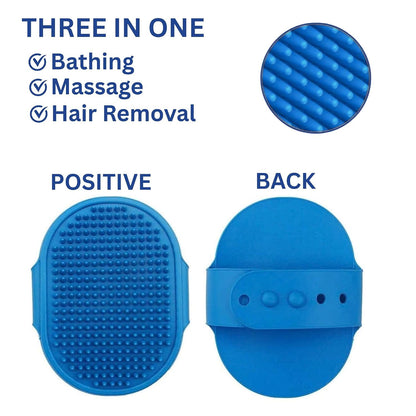 Evollax Dog Bath Brush | Rubber Curry Brush Grooming, Shedding & Massage Dog Scrubber for Bath | Cat Shower Supplies | Shampoo Shower Brush & Curry Comb for Cats Dogs and Horses