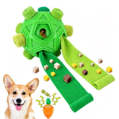 Dog Snuffle Ball-Interactive Puzzle Dog Toys Encourage Natural Foraging Skills Slow Feeder for Training and Stress Relief, Cloth Strip Hiding Food Chew Toys for Any Size Dogs, Machine Washable (Red)