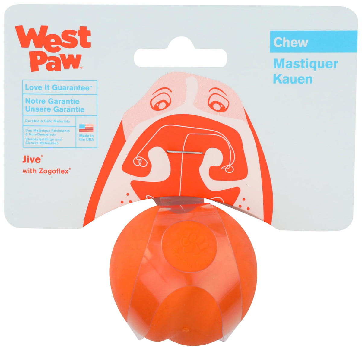 WEST PAW Zogoflex Jive Ball Dog Chew Toy – Bouncing Toys for Dogs, Fetch, Catch, Chewing, Play – Floatable, Recyclable Balls – Latex-Free, Non-Toxic, Dishwasher Safe Dog Toy, Small 2.5", Aqua Blue