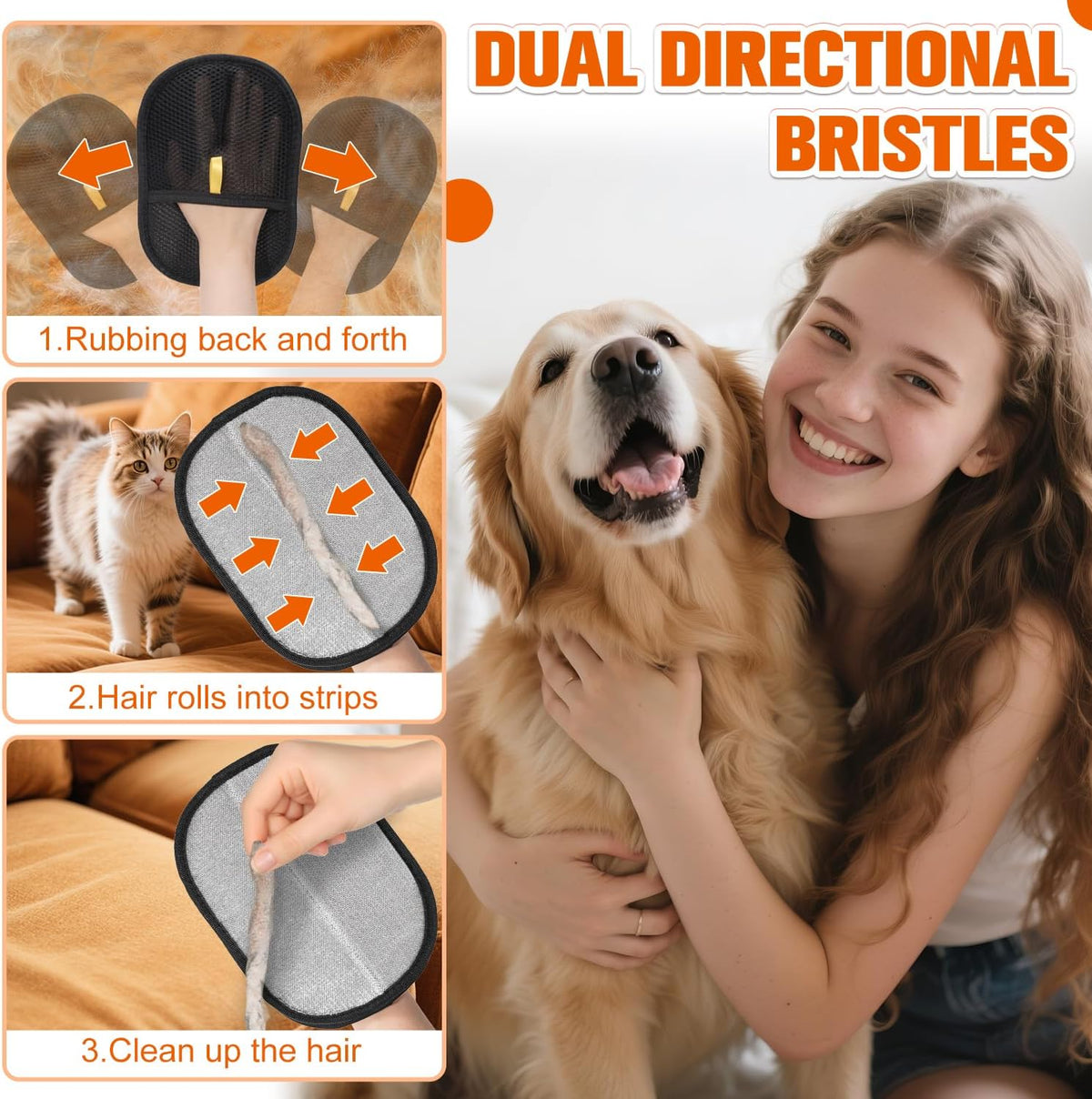 Pet Grooming Glove for Dogs and Cats, Pet Hair Remover Glove Deshedding Brush Mitt, Gentle Massage Grooming Tool, Easy to Clean, Works on Long and Short Hair Pets for Shedding Fur Removal