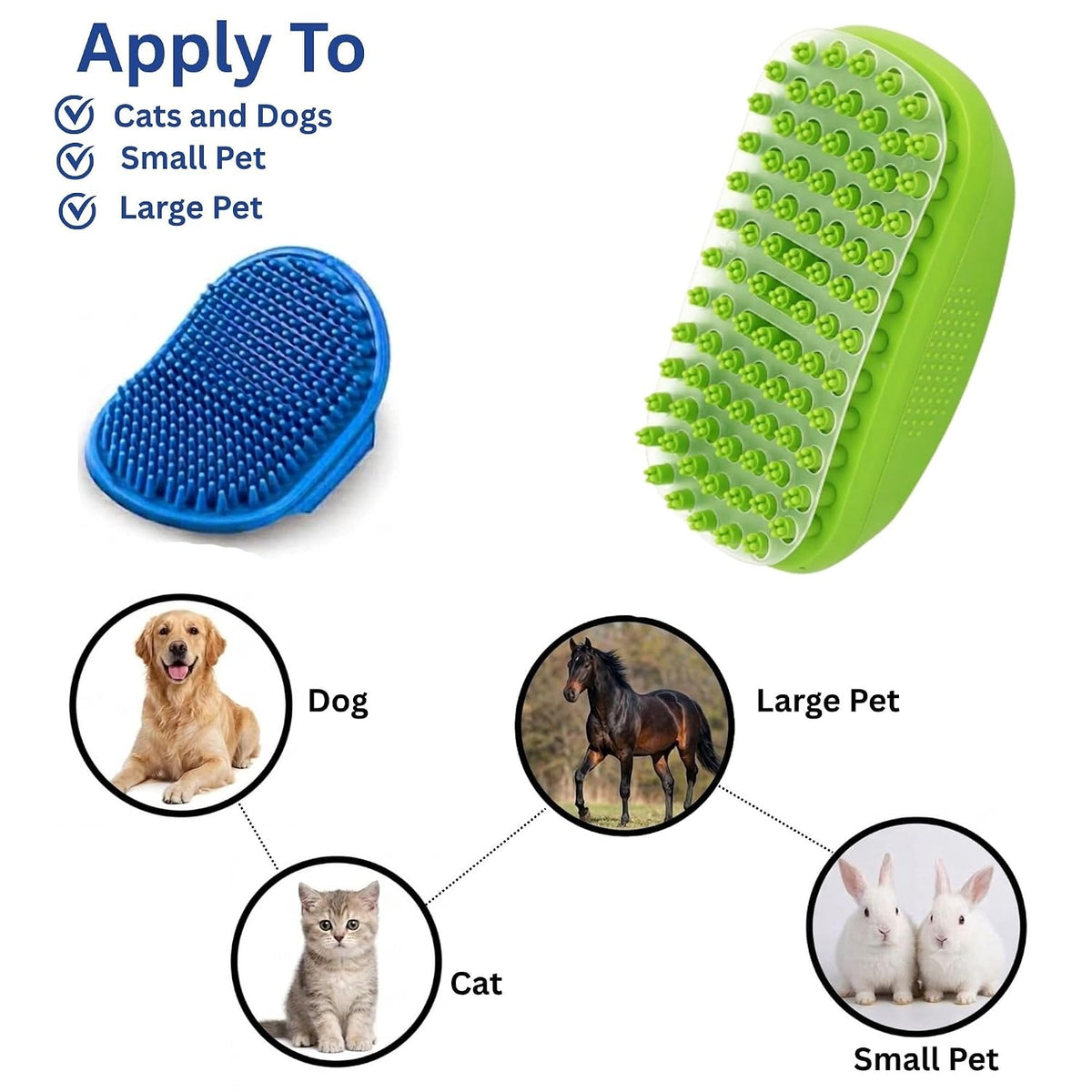 Evollax Dog Bath Brush | Rubber Curry Brush Grooming, Shedding & Massage Dog Scrubber for Bath | Cat Shower Supplies | Shampoo Shower Brush & Curry Comb for Cats Dogs and Horses
