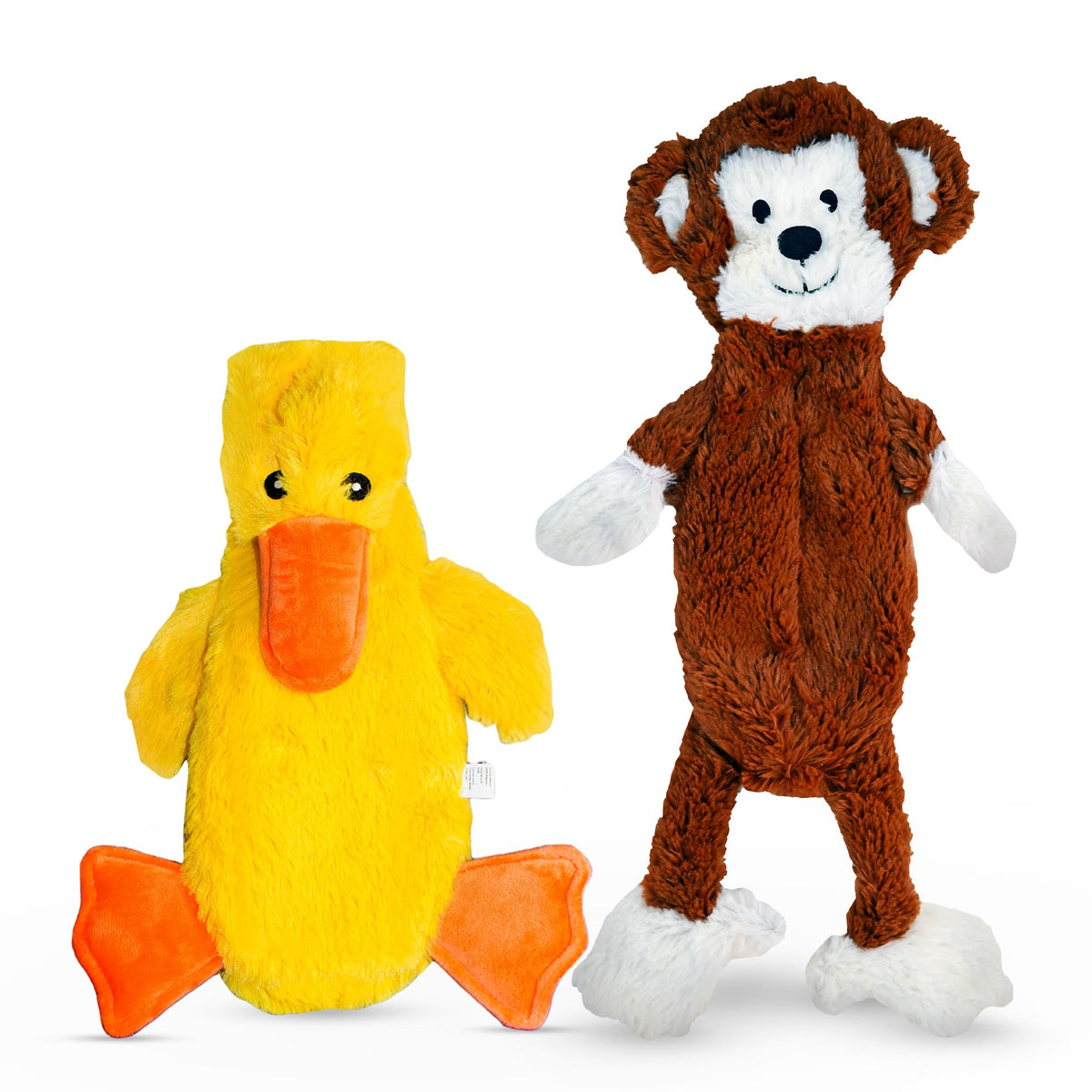 FGA MARKETPLACE Duck and Frog Flat NO Stuffing NO Squeak Plush Dog Toy, Funny Style Will Entertain Your Pet for Hours, Recommended for Small and Medium Dog 21 INCH Long
