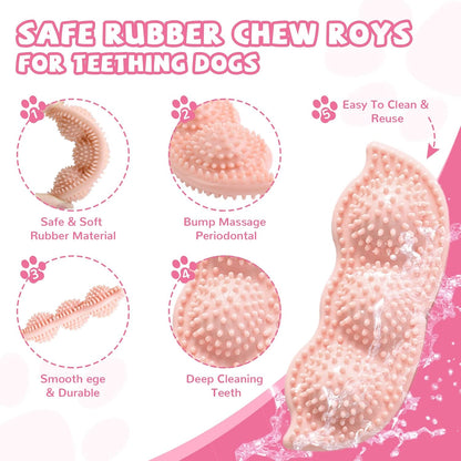 ABRRLO 6 Pack Puppy Teething Toys Cute Pink Puppy Chew Toys for Teething Small Breed Dog Chew Toy Interactive Pet Toy Set for Puppies to Keep Them Busy Soft Durable Small Breed Doggy Chewing Ball