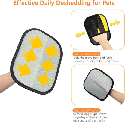 Deshedding Pet Grooming Gloves for Cats & Dogs
