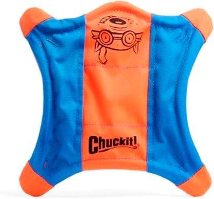 Chuckit! Flying Squirrel Fetch Dog Toy - Water Floating Flyer - Soft and Durable Polyester Canvas Construction - For Large Dogs - Size Large - 11-inch Diameter - Pack of 1 - Orange and Blue