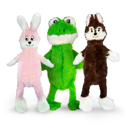 FGA MARKETPLACE Duck and Frog Flat NO Stuffing NO Squeak Plush Dog Toy, Funny Style Will Entertain Your Pet for Hours, Recommended for Small and Medium Dog 21 INCH Long