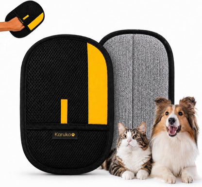 Karuka Pet Hair Removal Glove for Dogs & Cats - Upgraded Reusable Electrostatic Pet Hair Glove, Pet Hair Remover Tool for Laundry, Couch, Carpet & Car Seat, Gentle Grooming Mitt