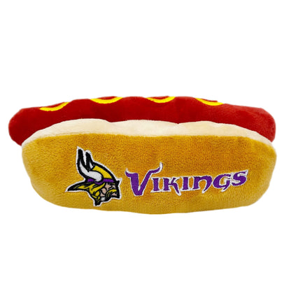 Pets First NFL Chicago Bears HOT Dog Plush Dog & CAT Squeak Toy - Cutest HOT-Dog Snack Plush Toy for Dogs & Cats with Inner Squeaker & Beautiful Football Team Name/Logo 8 x 5 x 3 Inches