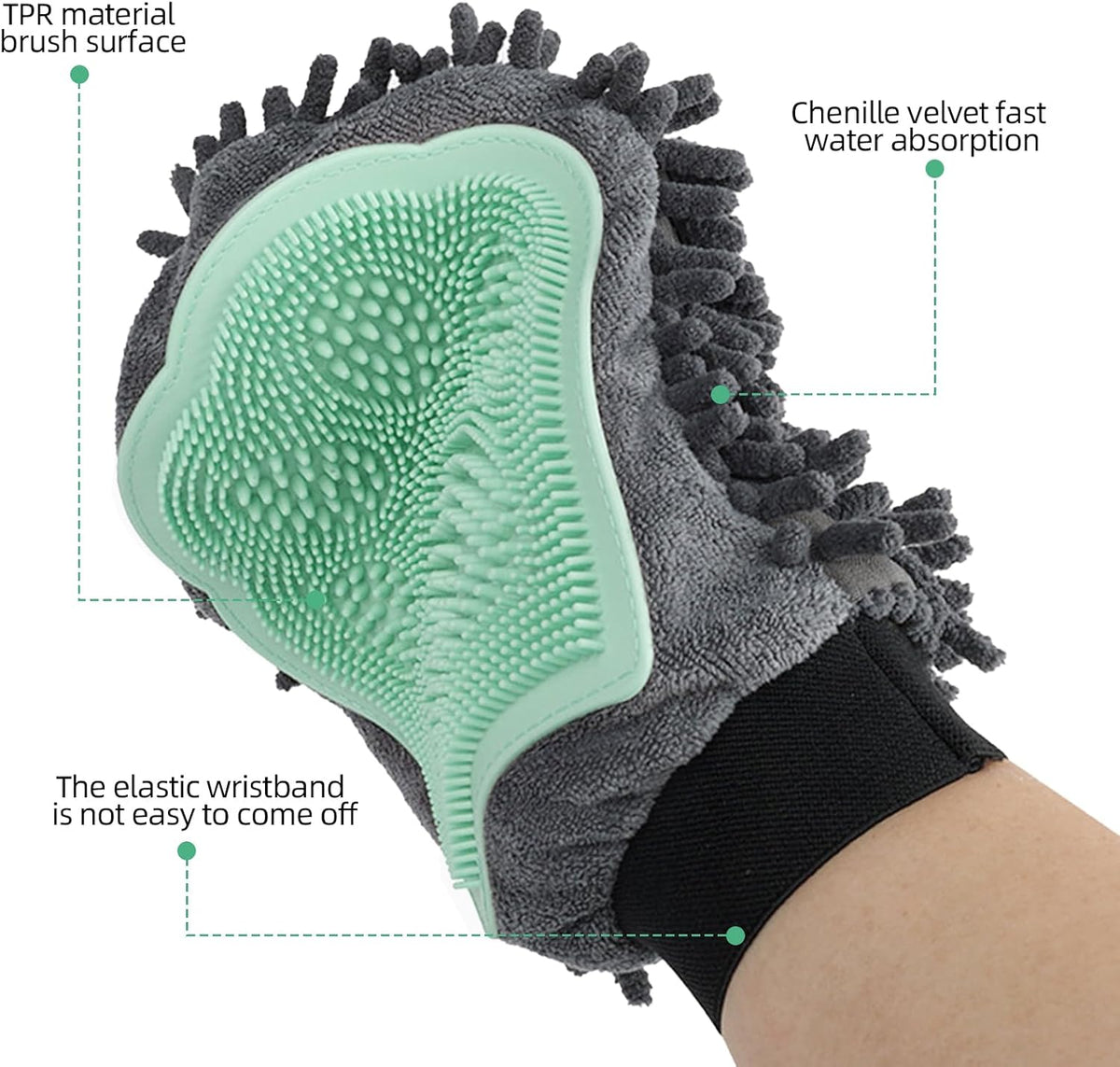 Green Double-Sided Dog Bath Glove Dog Washing Glove for Dogs&Cats