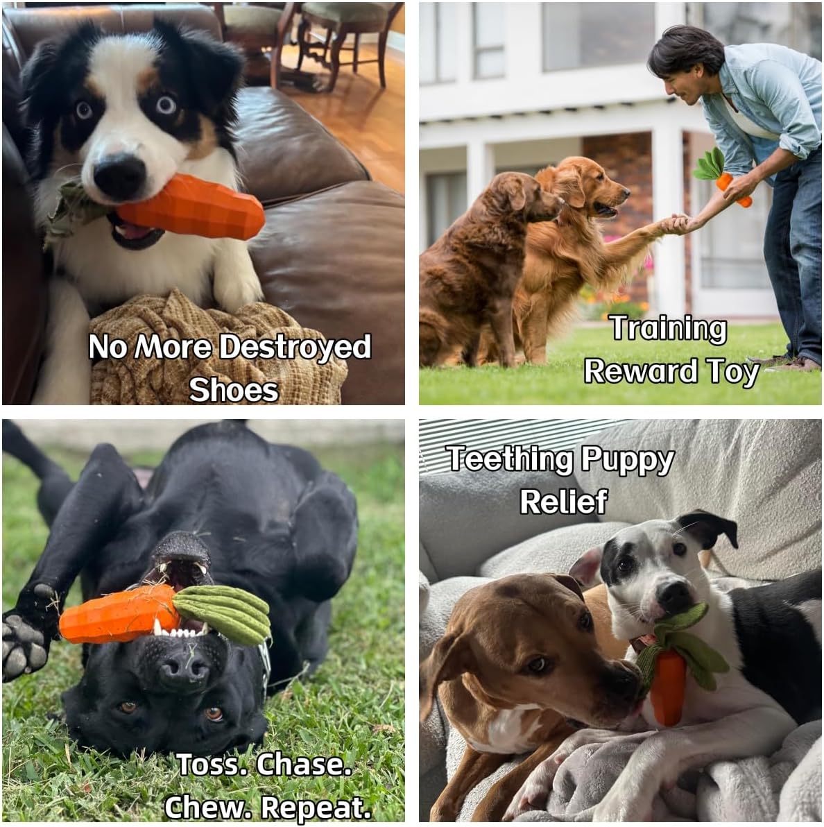 Dog Toy for Aggressive Chewers, Rubber Squeaky Interactive Durable Chew Toy