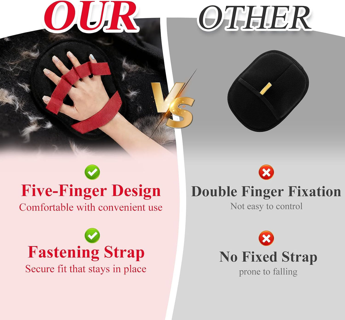 1 Pack Pet Hair Removal Glove with upgraded electrostatic tech for couches, carpets & clothes. Magic Brush for gentle pet massage and deshedding. Pet Hair Glove, reusable and washable for home clean