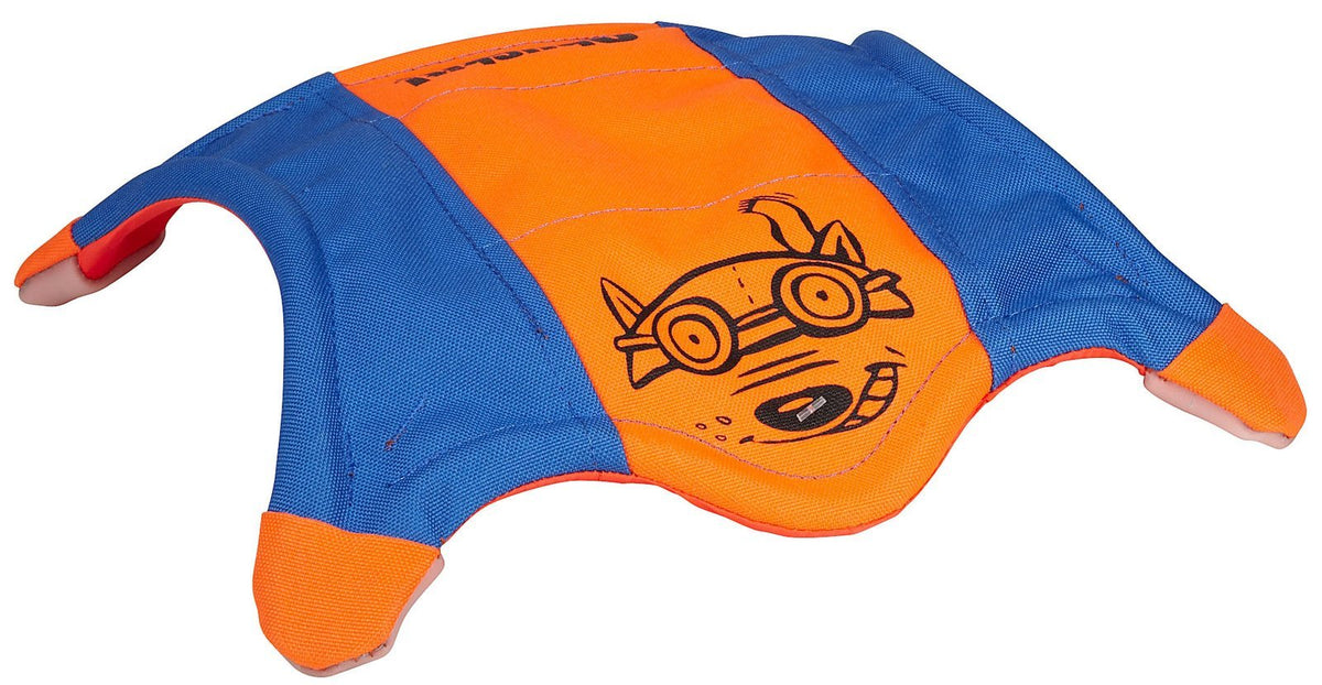 Chuckit! Flying Squirrel Fetch Dog Toy - Water Floating Flyer - Soft and Durable Polyester Canvas Construction - For Large Dogs - Size Large - 11-inch Diameter - Pack of 1 - Orange and Blue