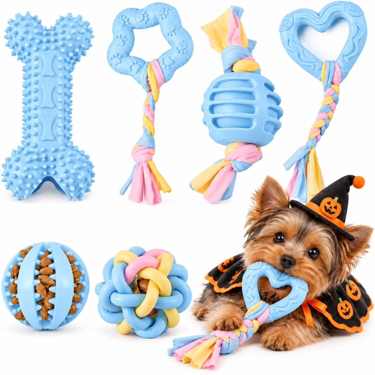 Halloween Puppy Chew Toys, 6 Pack Teething Toys for Small Breed Puppies