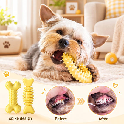 Jenaai 30 Pcs Rubber Puppy Chew Toy Bulk Yellow Durable Dog Interactive Toy