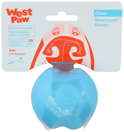 WEST PAW Zogoflex Jive Ball Dog Chew Toy – Bouncing Toys for Dogs, Fetch, Catch, Chewing, Play – Floatable, Recyclable Balls – Latex-Free, Non-Toxic, Dishwasher Safe Dog Toy, Small 2.5", Aqua Blue
