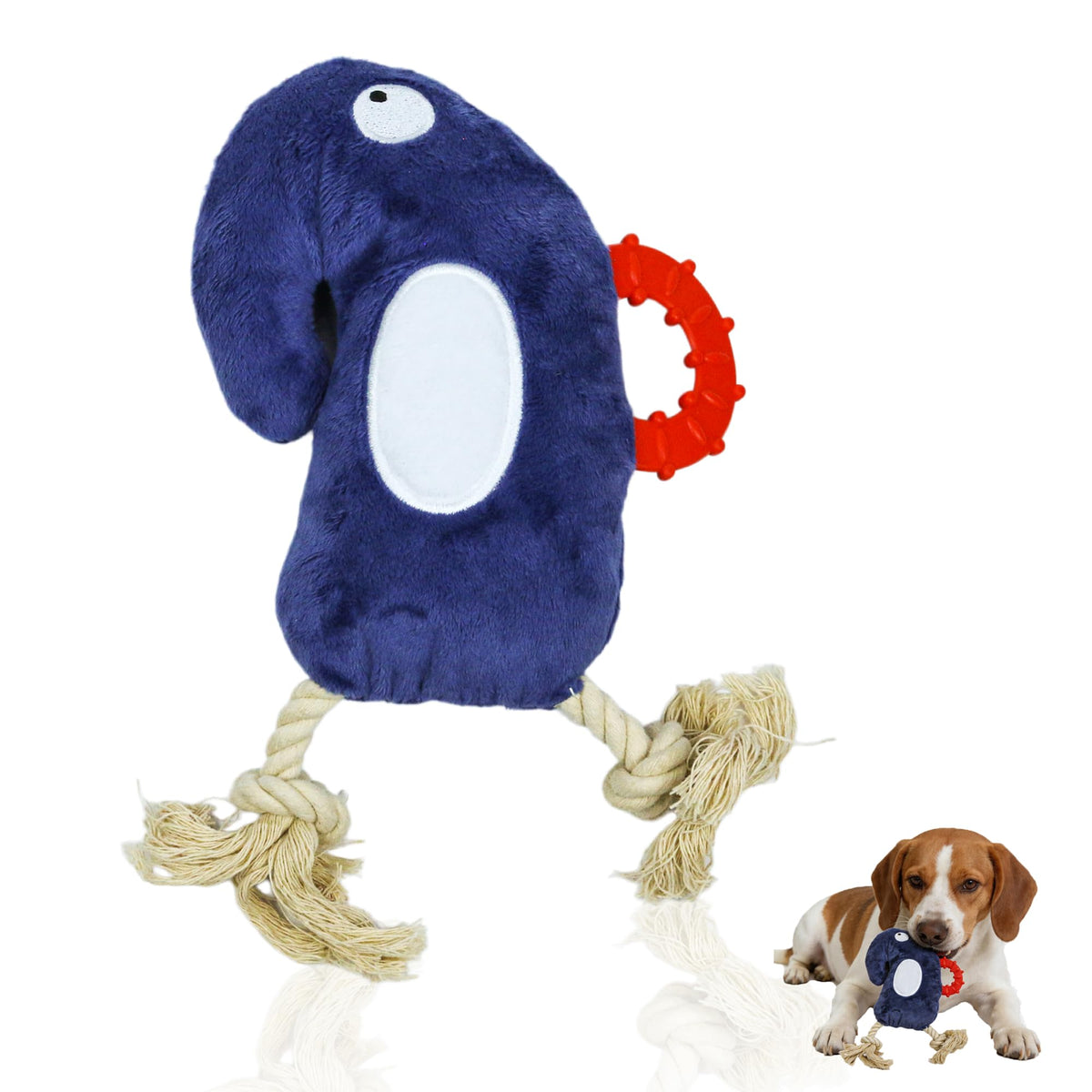 Deeow Squeaky Plush Dog Tug Chew Toy, Tether Puppy Toy-Halloween Theme