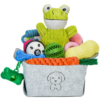 MRSOHRET 20Pcs Puppy Chew Toys for Teething, Dog Chew Toys with Rope Toy, Pet Dog Toothbrush, Treat Balls, Plush Toys and Squeaky Toys for Small Medium Dogs with Basket to Keep Them Busy