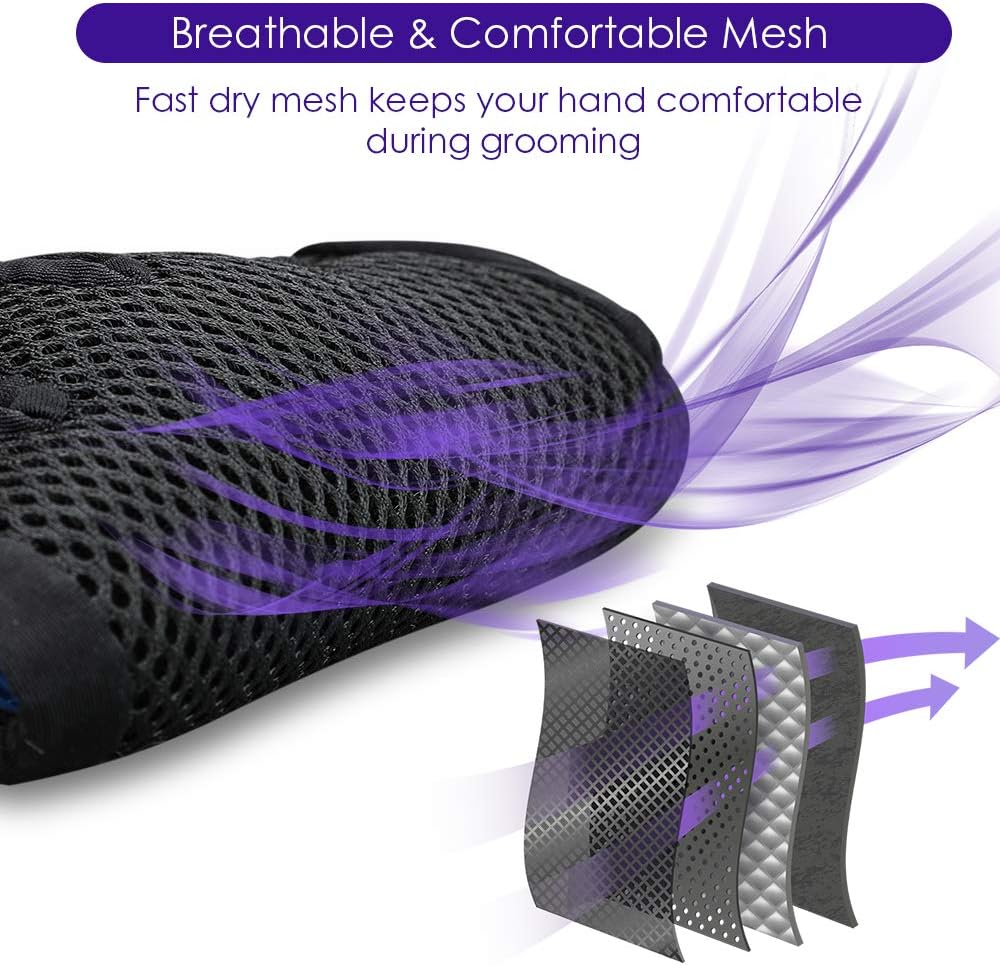 Pet Hair Removal Glove with 255 Silicone Tips for Dogs & Cats,1 Pair Purple